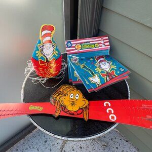 Dr Seuss Cat in the Hat Party Lot Hat Bags Mcdonalds Max Dog Headbands